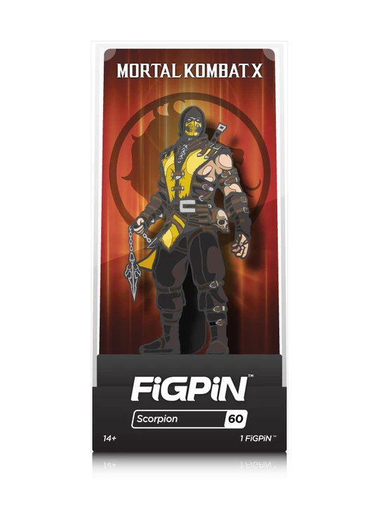 PiNS ON FiRE FiGPiN SCORPiON #60 MORTAL KOMBAT X ENAMEL PiN HARD CASE FiGPiN GAMES 3 PiNS ON FiRE FiGPiN SCORPiON #60 MORTAL KOMBAT X ENAMEL PiN HARD CASE FiGPiN GAMES